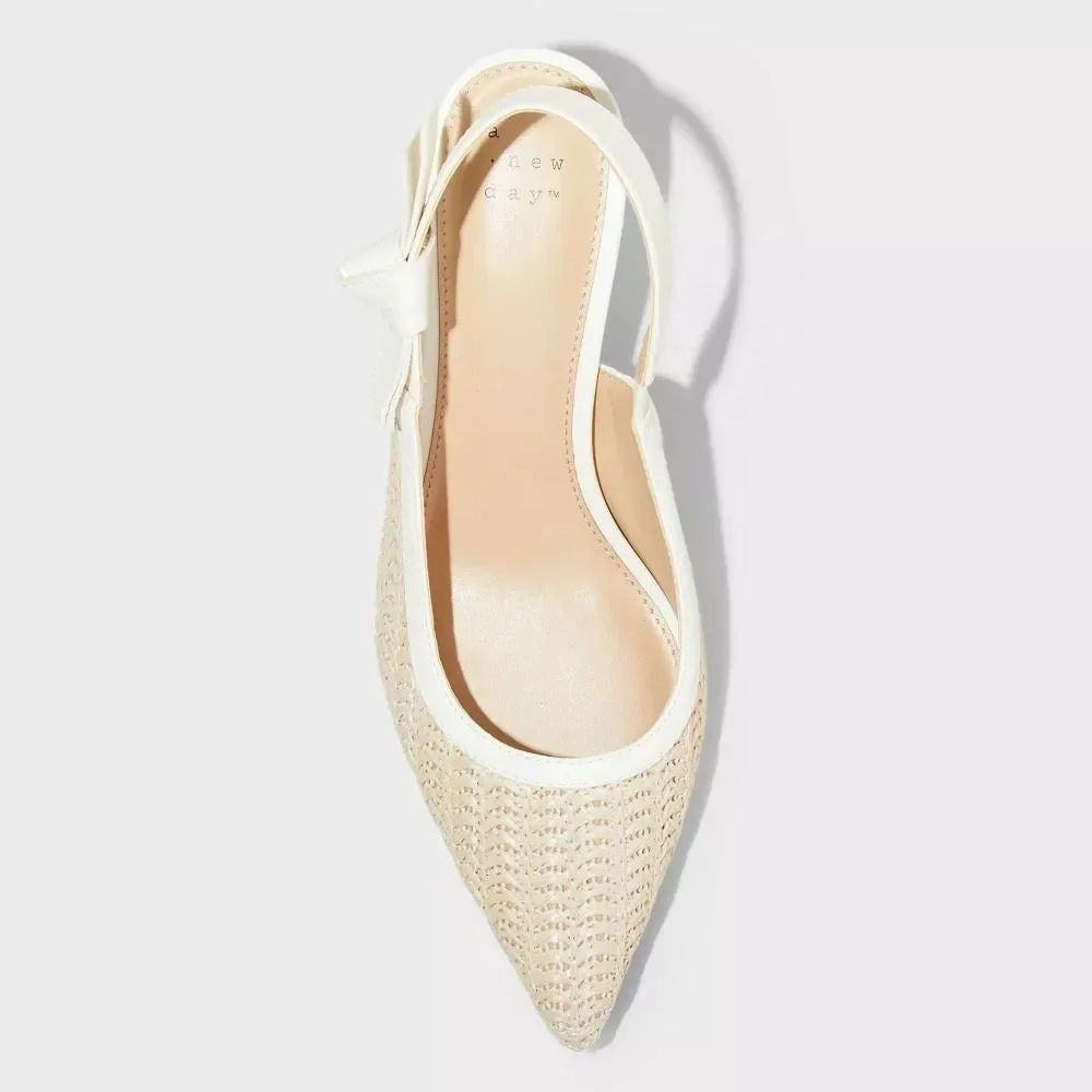Women's Milan Raffia Slingback Heels – A New Day Beige Size 6 – New With Tags